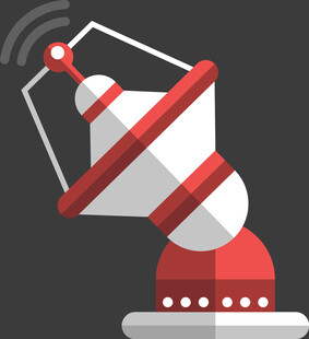 红白相间的卫星信号接收器