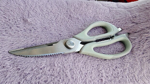 浅绿手柄剪刀特写