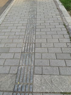 灰色砖石铺就的整洁步道