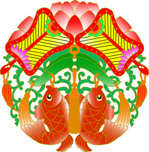 双鱼戏莲剪纸艺术图案