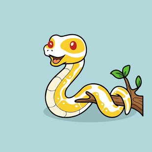 树枝上的可爱卡通蛇