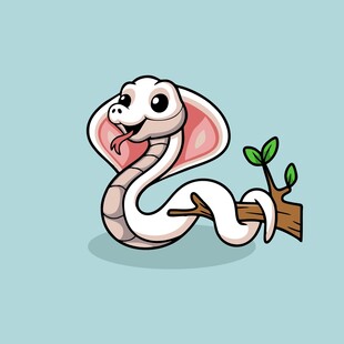 可爱吐舌小蛇与绿植