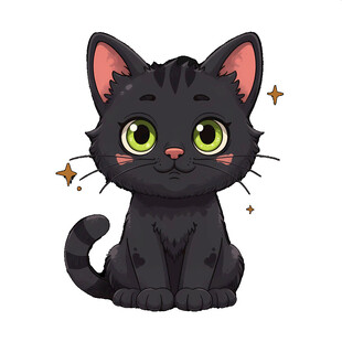 绿眼黑色猫咪卡通