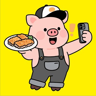 炸猪排卡通小猪插画
