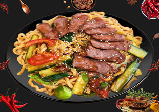 美味牛排意面拼盘