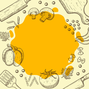手绘美食边框背景图