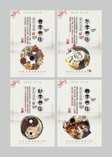 大气四季养生中国风展板