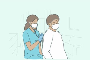 医护人员为患者接种疫苗