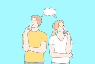 男女陷入沉思瞬间