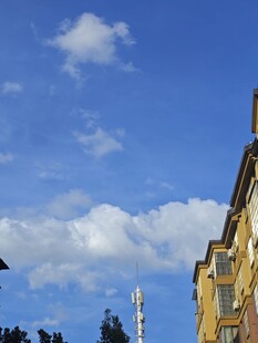 蓝天映衬下的建筑一角