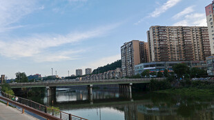 城市河畔桥梁风景