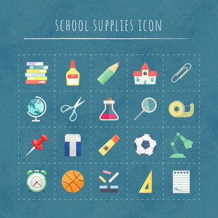 学校用品图标集合