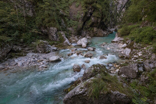山间湍急的清澈溪流