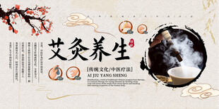 国风中医艾灸养生展板