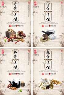 中国风四季养生医疗展板