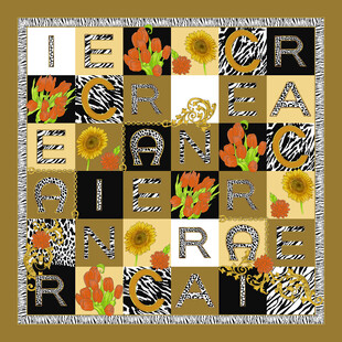 几何花卉字母拼接图案