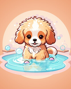 小狗洗澡插图