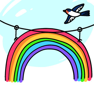 卡通手绘彩虹插画