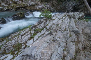 山间溪流穿岩石