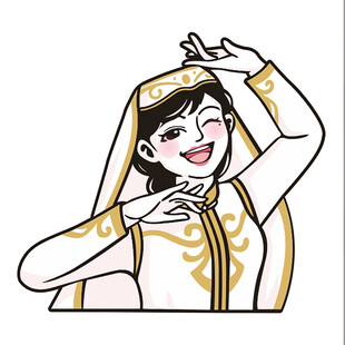 维吾尔族女子欢快起舞