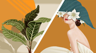 植物与时尚女性艺术画面