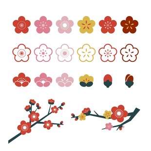 日式樱花梅花装饰图案素材