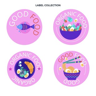 可爱粉色有机食品标签设计