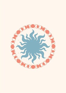 蓝色太阳图案装饰元素