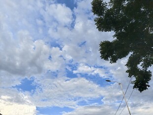 蓝天白云下