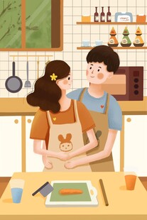 情侣厨房甜蜜共制美食
