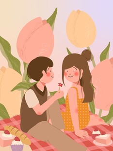 野餐中的甜蜜情侣
