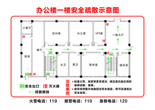 办公楼一层消防布置图
