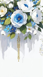 蓝白花卉装饰优雅垂饰