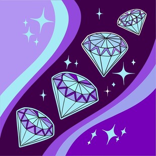 紫色背景上的闪耀钻石图案