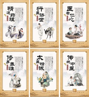 水墨大气中医文化成套展板