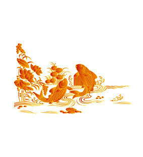 插画鲤鱼荷花鲤鱼跃龙门 
