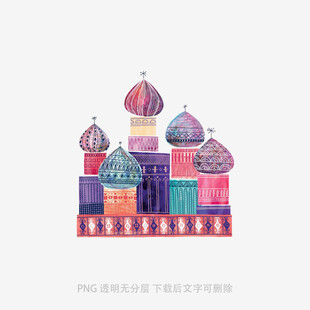 彩色梦幻城堡插画