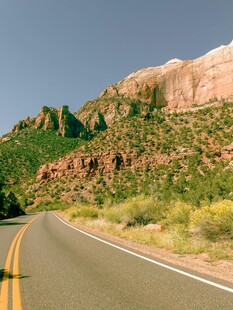 蜿蜒公路旁的壮丽山景