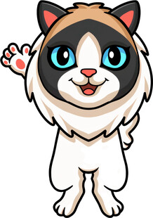 可爱招手猫咪卡通形象