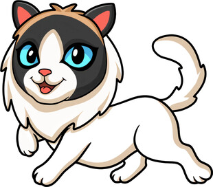 可爱奔跑猫咪插画