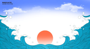 海浪底色日出背景