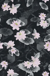 水墨风荷花花卉图案