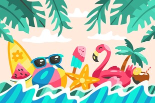 夏日海滩度假插图