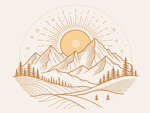 群山线稿风景