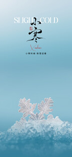 水墨山水意境图小寒节气海报