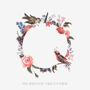 花鸟花环装饰图案