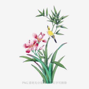 花鸟翠竹图