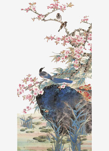 花鸟山石图
