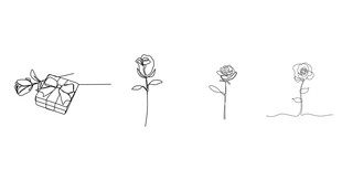 连续线条简约玫瑰花png