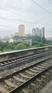 铁轨旁的城市风景